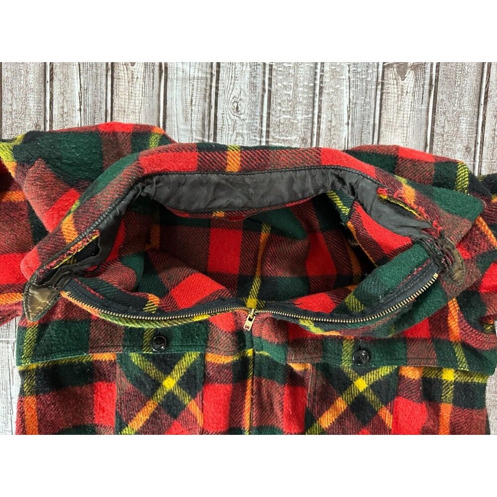 Johnson Woolen Mills Shirt Jacket Wool Plaid Full Zip Up Size 20 Vintage - Picture 3 of 7